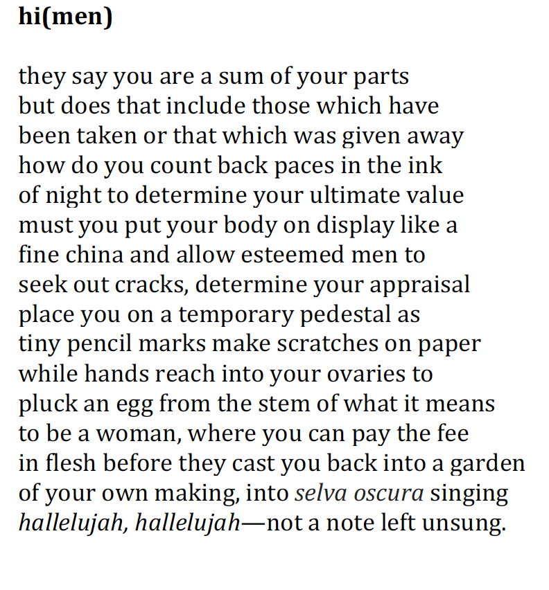 hi(men) poem by Emma Fischer
