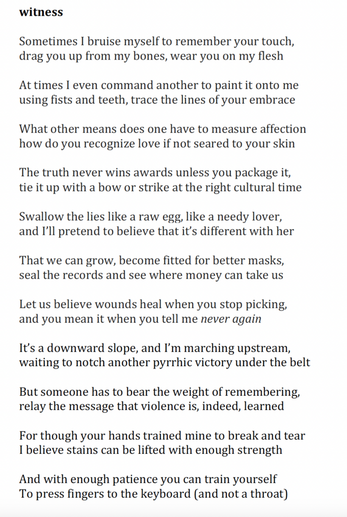 witness poem by Emma Fischer