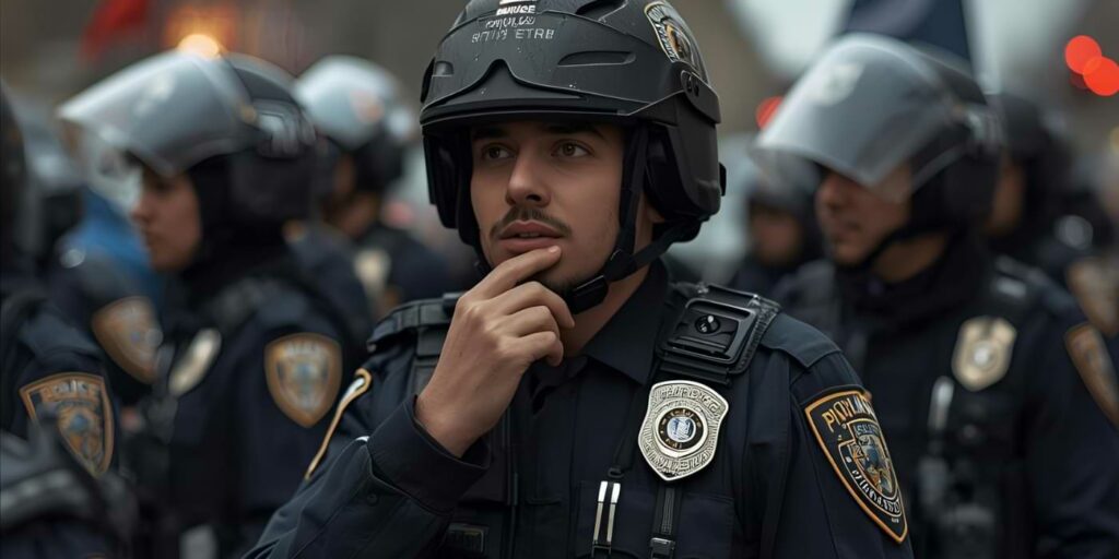 AI image of a police officer to show fascism in the United States