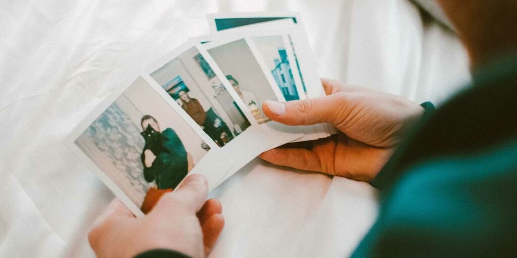 Memory shown through Polaroid photos