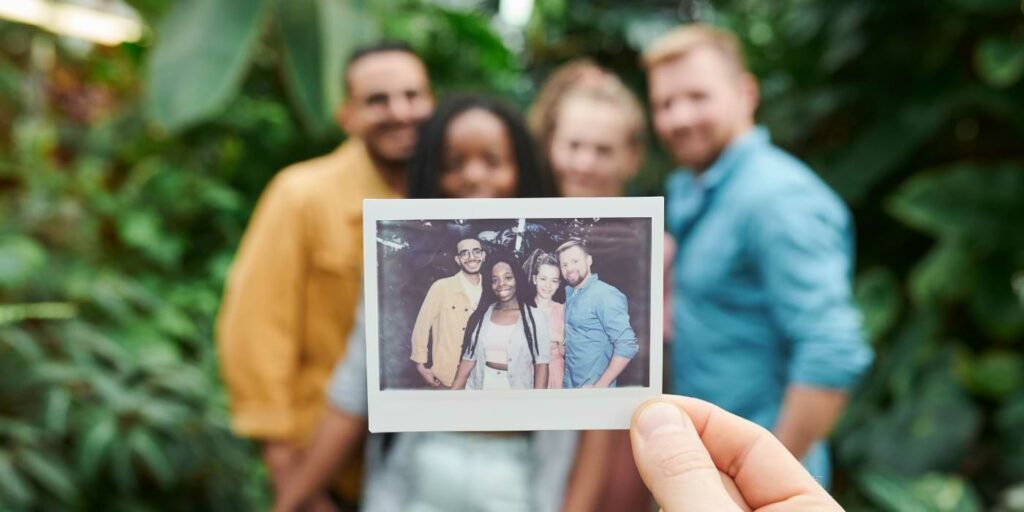 Memory shown through people and a polaroid of them